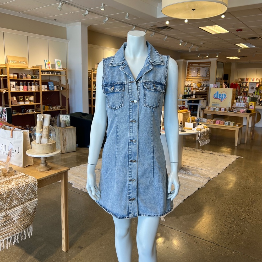 Ci Sono Light Blue Denim Sleeveless Dress